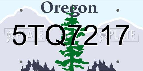 5TQ7217 Oregon License Plate