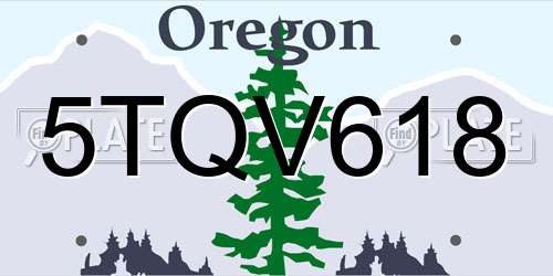 5TQV618 Oregon License Plate
