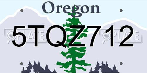 5TQZ712 Oregon License Plate