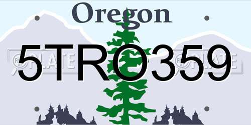 5TRO359 Oregon License Plate