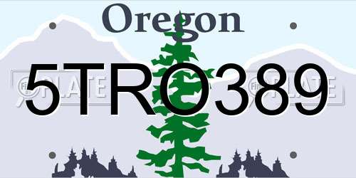 5TRO389 Oregon License Plate
