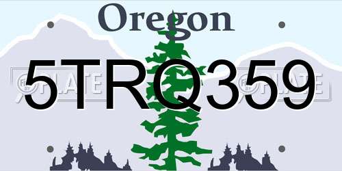 5TRQ359 Oregon License Plate