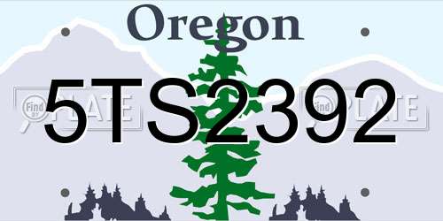 5TS2392 Oregon License Plate