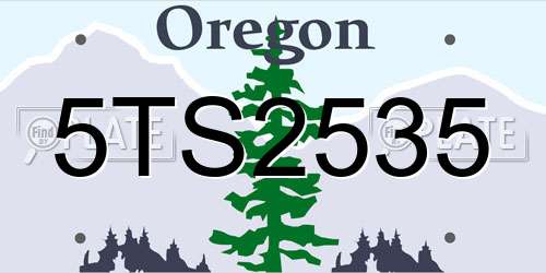 5TS2535 Oregon License Plate