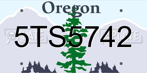 5TS5742 Oregon License Plate