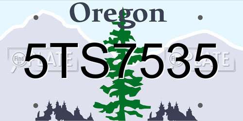5TS7535 Oregon License Plate