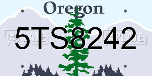 5TS8242 Oregon License Plate