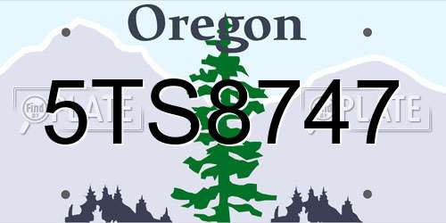 5TS8747 Oregon License Plate
