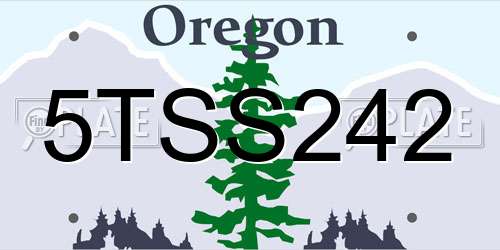 5TSS242 Oregon License Plate