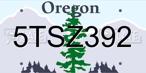 5TSZ392 Oregon License Plate