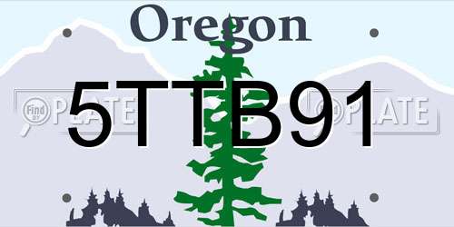 5TTB91 Oregon License Plate