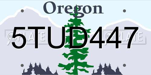 5TUD447 Oregon License Plate