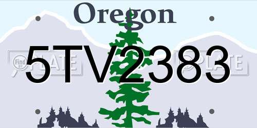 5TV2383 Oregon License Plate
