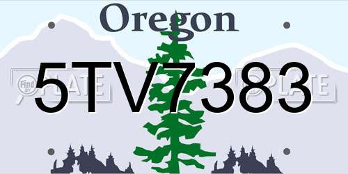 5TV7383 Oregon License Plate