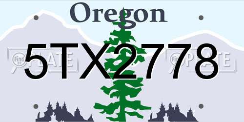 5TX2778 Oregon License Plate