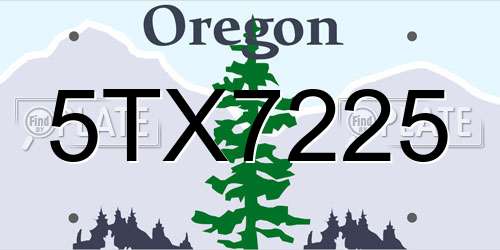 5TX7225 Oregon License Plate