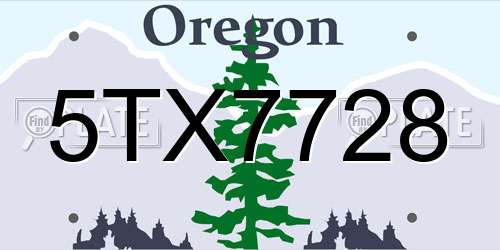 5TX7728 Oregon License Plate