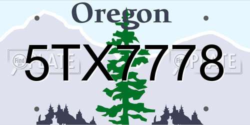 5TX7778 Oregon License Plate