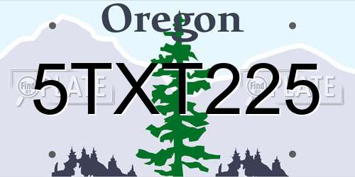 5TXT225 Oregon License Plate