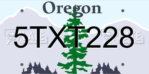 5TXT228 Oregon License Plate