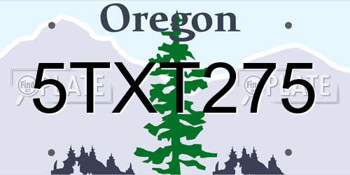 5TXT275 Oregon License Plate