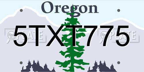 5TXT775 Oregon License Plate