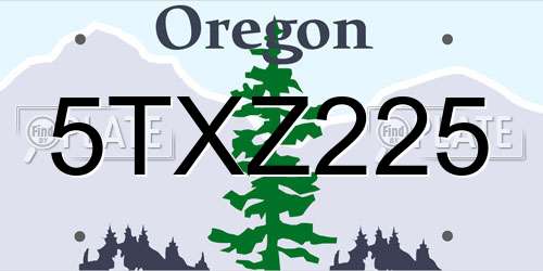 5TXZ225 Oregon License Plate