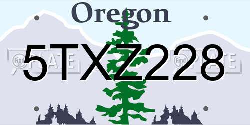 5TXZ228 Oregon License Plate