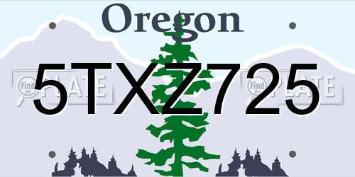 5TXZ725 Oregon License Plate