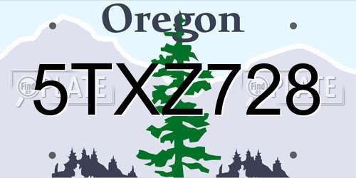 5TXZ728 Oregon License Plate