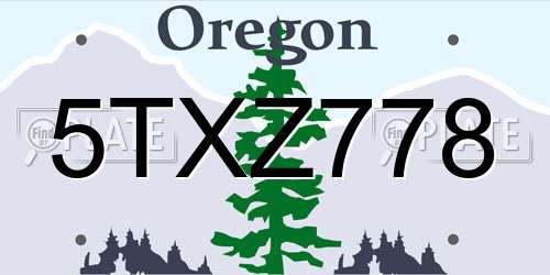 5TXZ778 Oregon License Plate