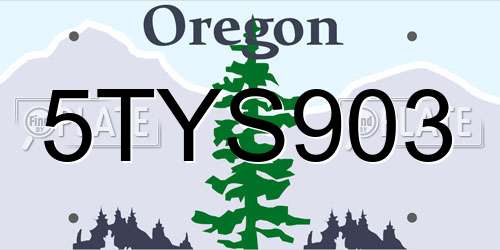 5TYS903 Oregon License Plate