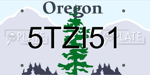 5TZI51 Oregon License Plate