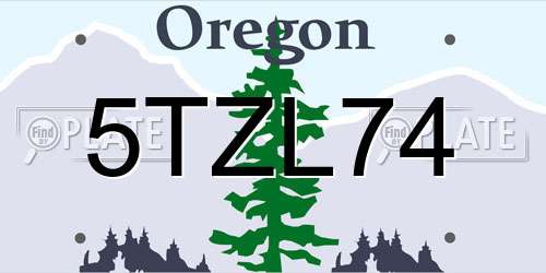 5TZL74 Oregon License Plate