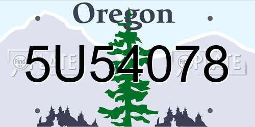 5U54078 Oregon License Plate