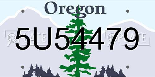 5U54479 Oregon License Plate