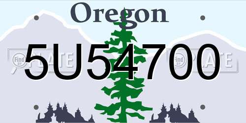 5U54700 Oregon License Plate