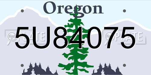 5U84075 Oregon License Plate