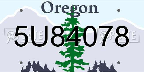5U84078 Oregon License Plate