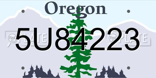 5U84223 Oregon License Plate