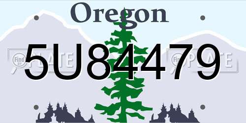 5U84479 Oregon License Plate