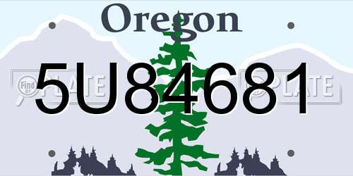 5U84681 Oregon License Plate