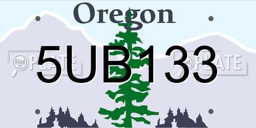 5UB133 Oregon License Plate