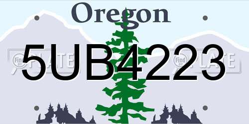 5UB4223 Oregon License Plate