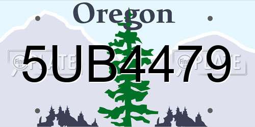 5UB4479 Oregon License Plate