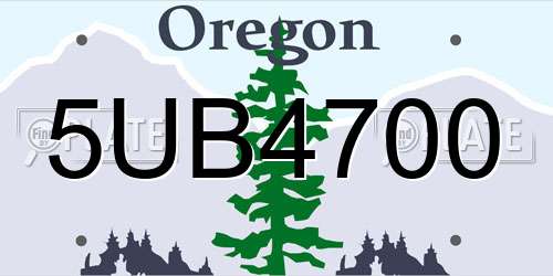 5UB4700 Oregon License Plate