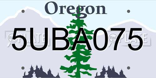 5UBA075 Oregon License Plate