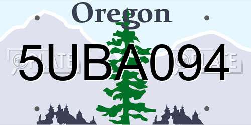 5UBA094 Oregon License Plate