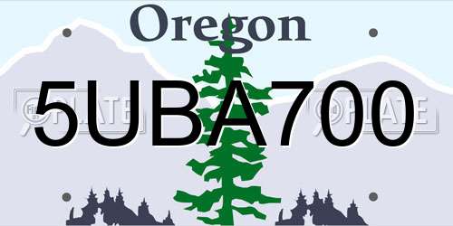 5UBA700 Oregon License Plate