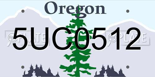 5UC0512 Oregon License Plate